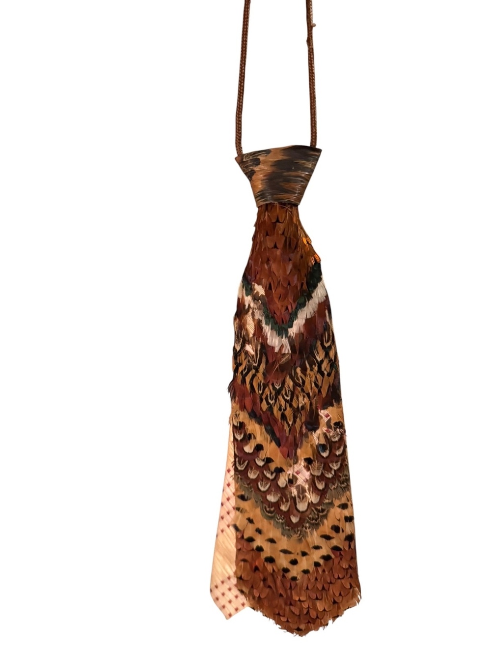 Unique Feather-Embellished Neck Tie - Rustic Boho Vibes